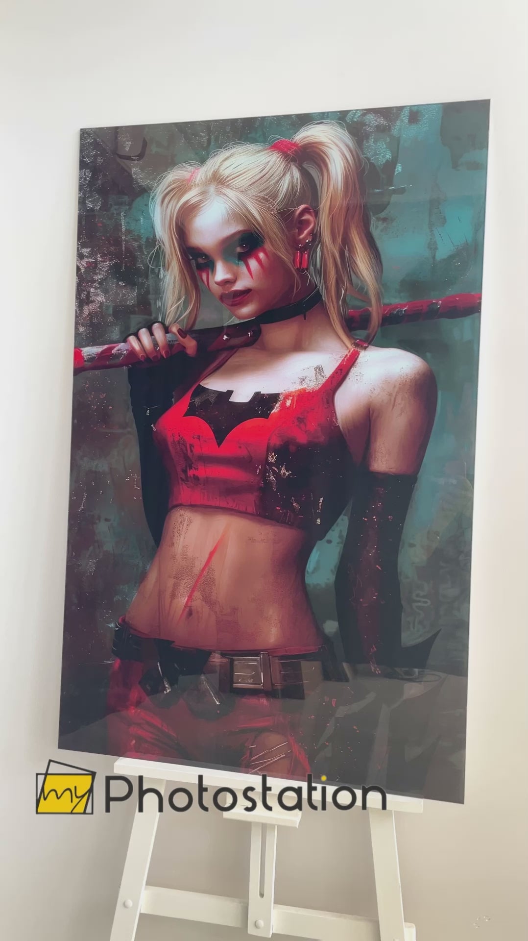 Crazy Harley Quinn Glass Wall Art