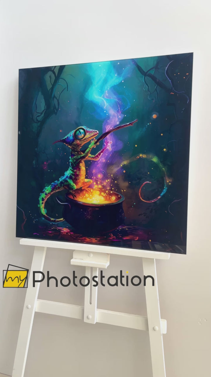 Chameleon Wizard Glass Wall Art