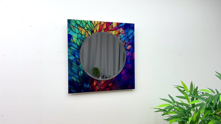 Colorful Stained Round Wall Mirror