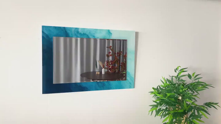 Dark and Light Blue Abstract Wall Mirror