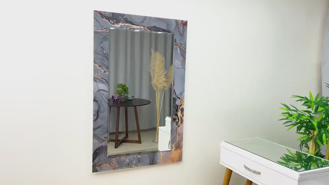 Gray Golden Details Wall Mirrors