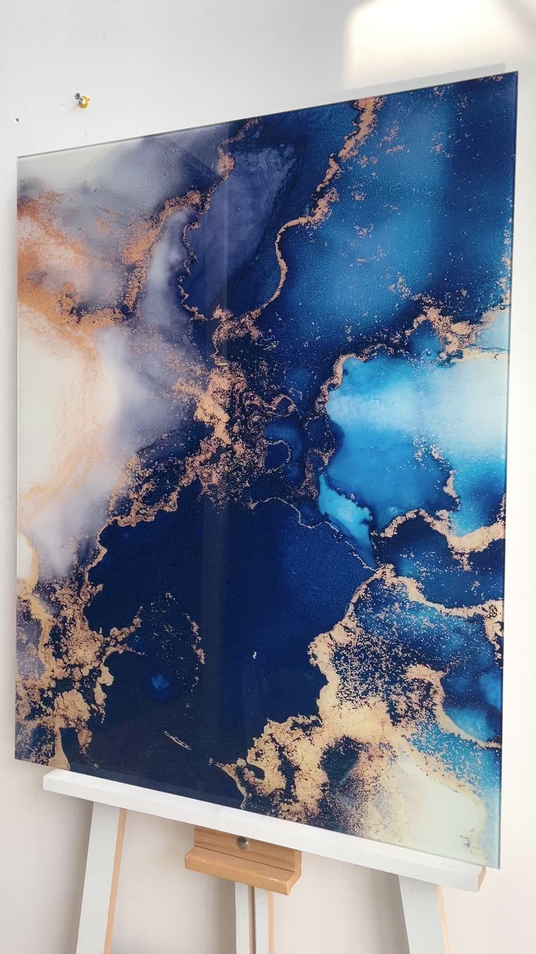 Blue & Gold Marble Design Glass Wall Art