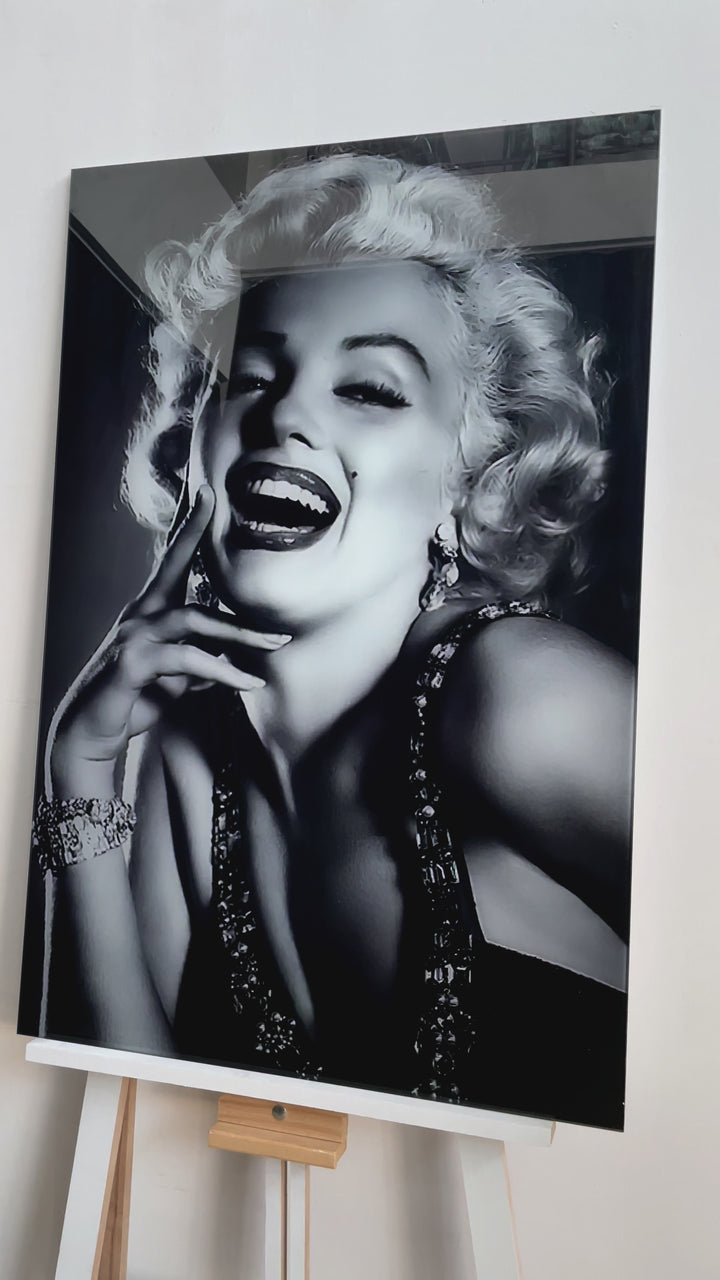 Marilyn Monroe Black & White Glass Wall Art