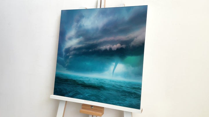 Tornado In Ocean Glass Wall Art