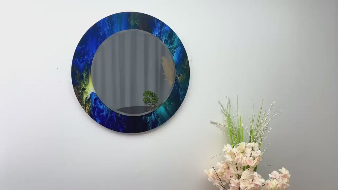 Abstract Space Round Wall Mirror