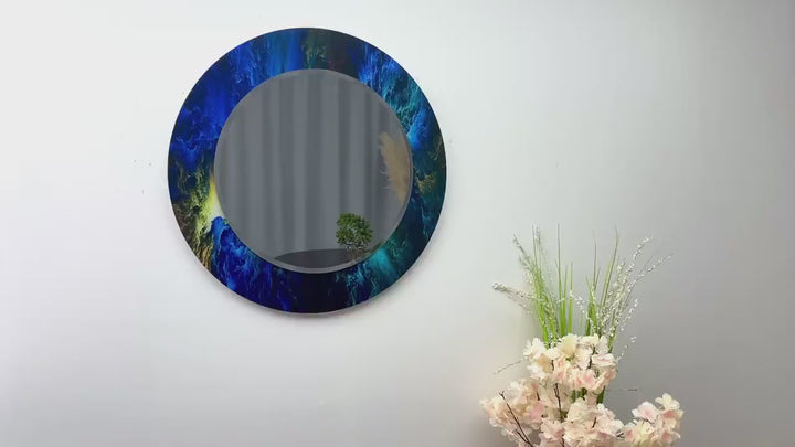 Abstract Space Round Wall Mirror