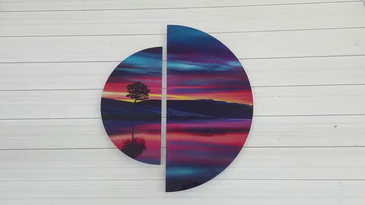 2 Piece Sunset Landscape Glass Wall Art