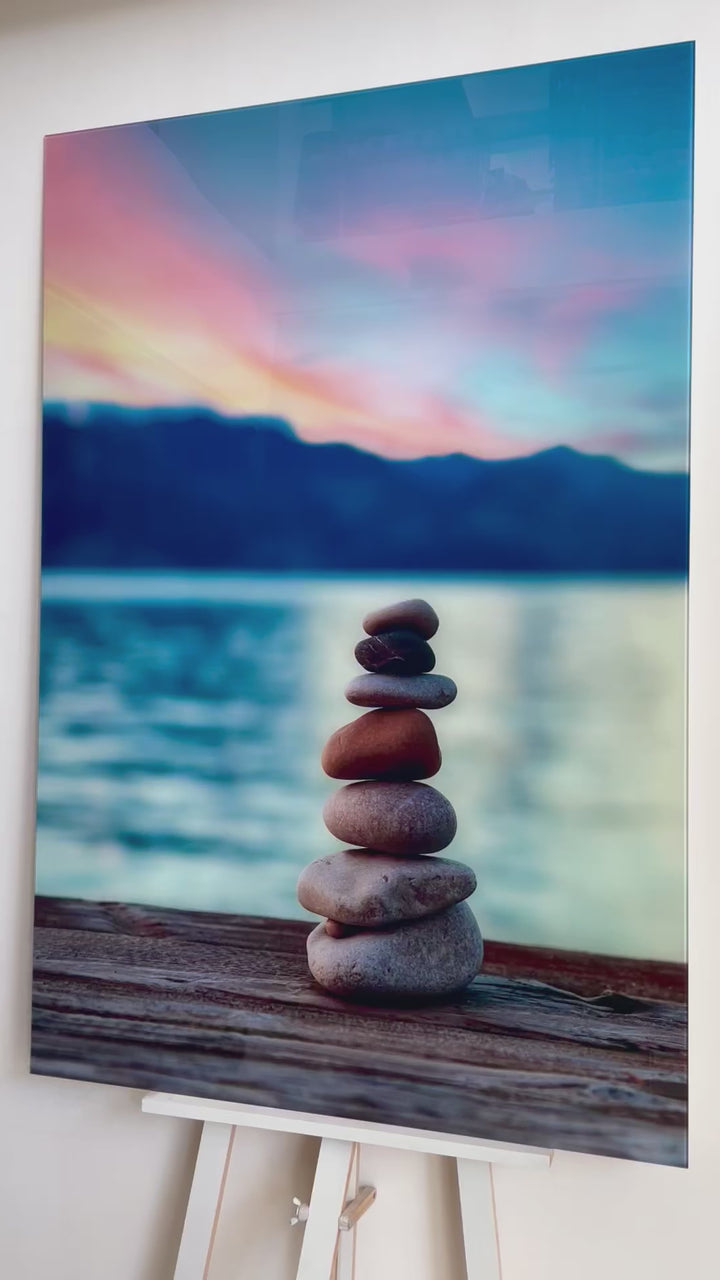 Stack Of Rocks Glass Wall Art