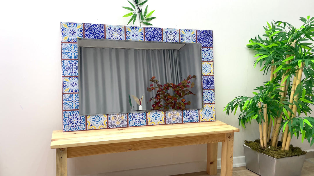 Brown & Blue Mosaic Wall Mirror