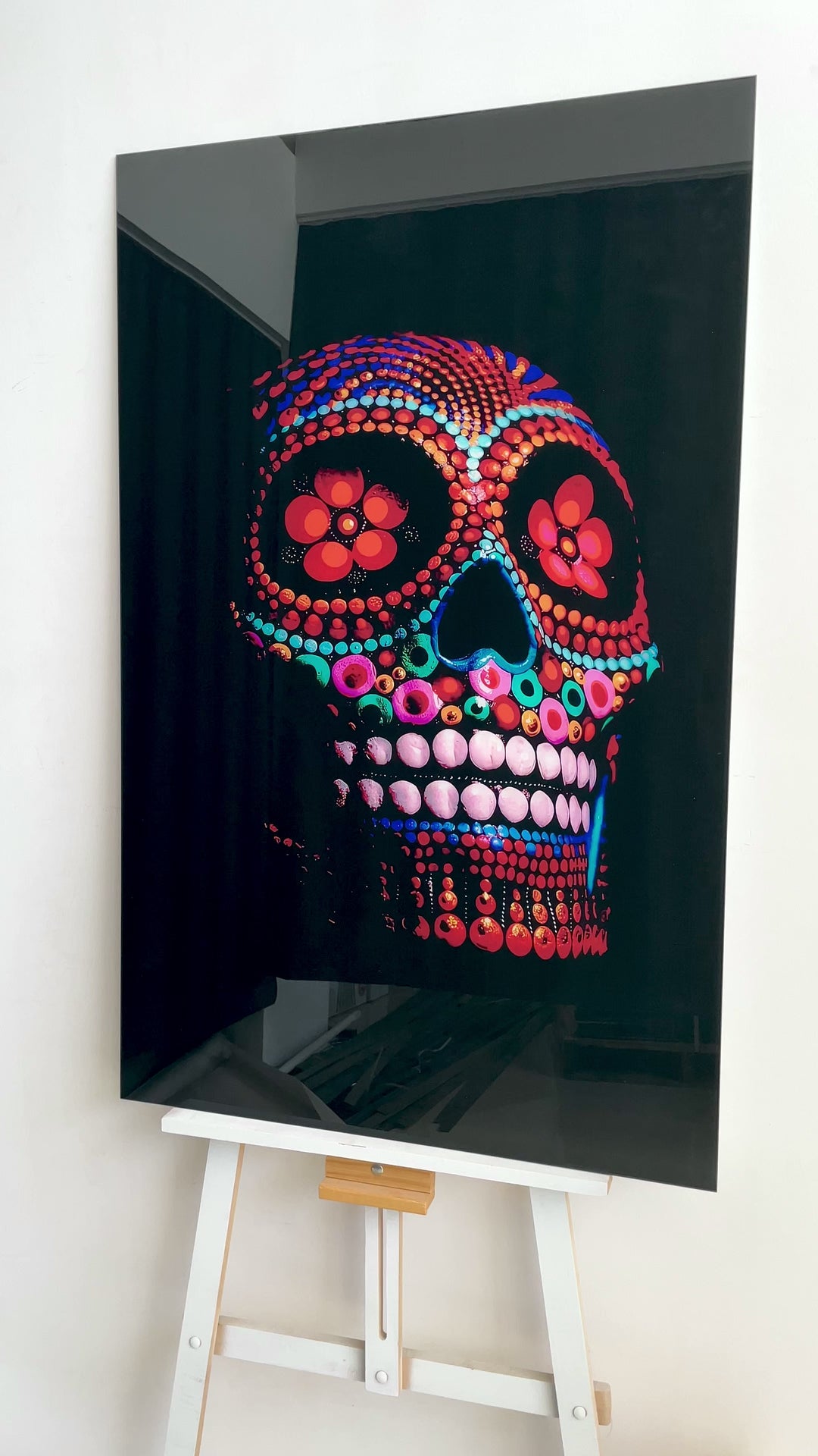 Sugar Calavera Mexican Skull Glass Wall Art