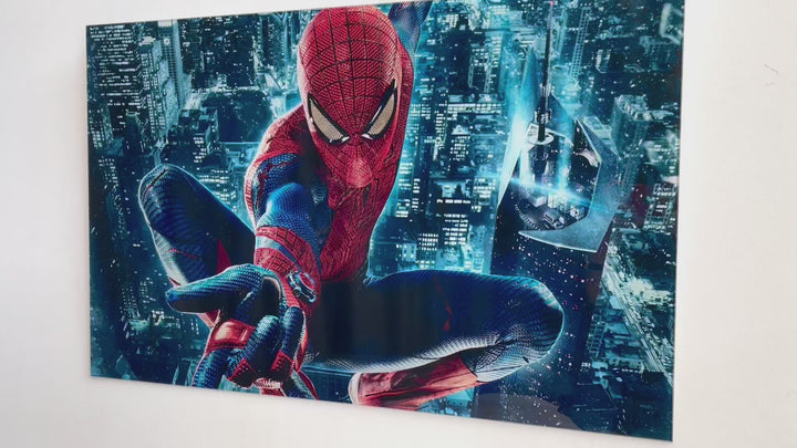 Spider Man & City Glass Wall Art