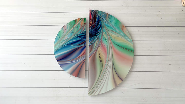 2 Piece Circular Soft Colors Glass Wall Art