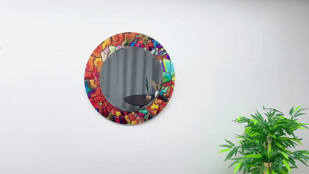 Vivid Colored Stained Wall Mirror