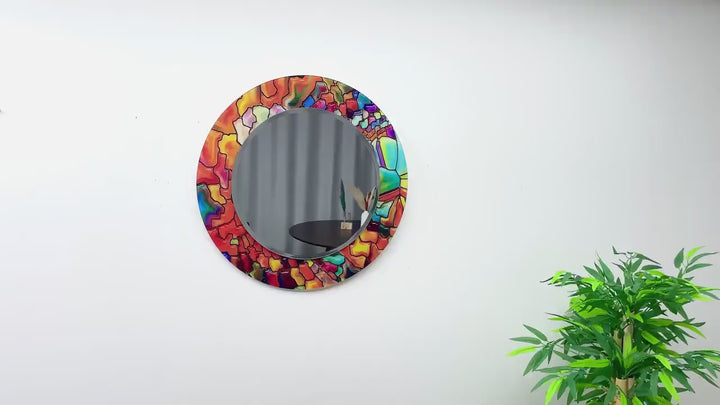 Vivid Colored Stained Wall Mirror