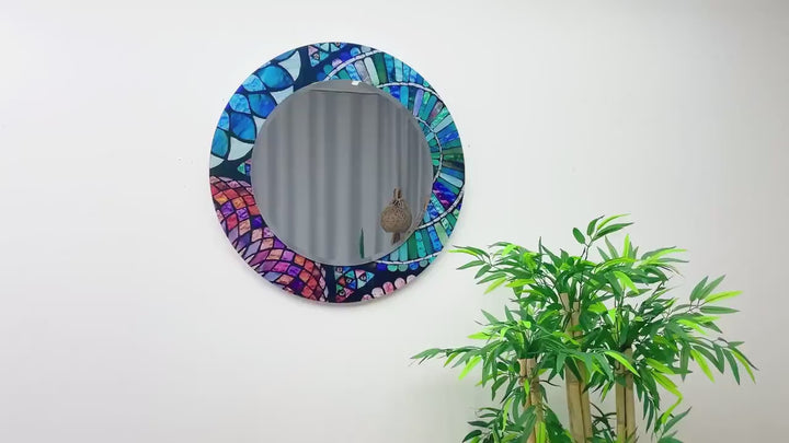 Green & Blue Stained Wall Mirror