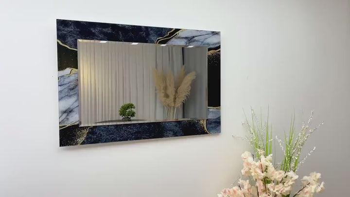 Black & Gray Abstract Wall Mirror