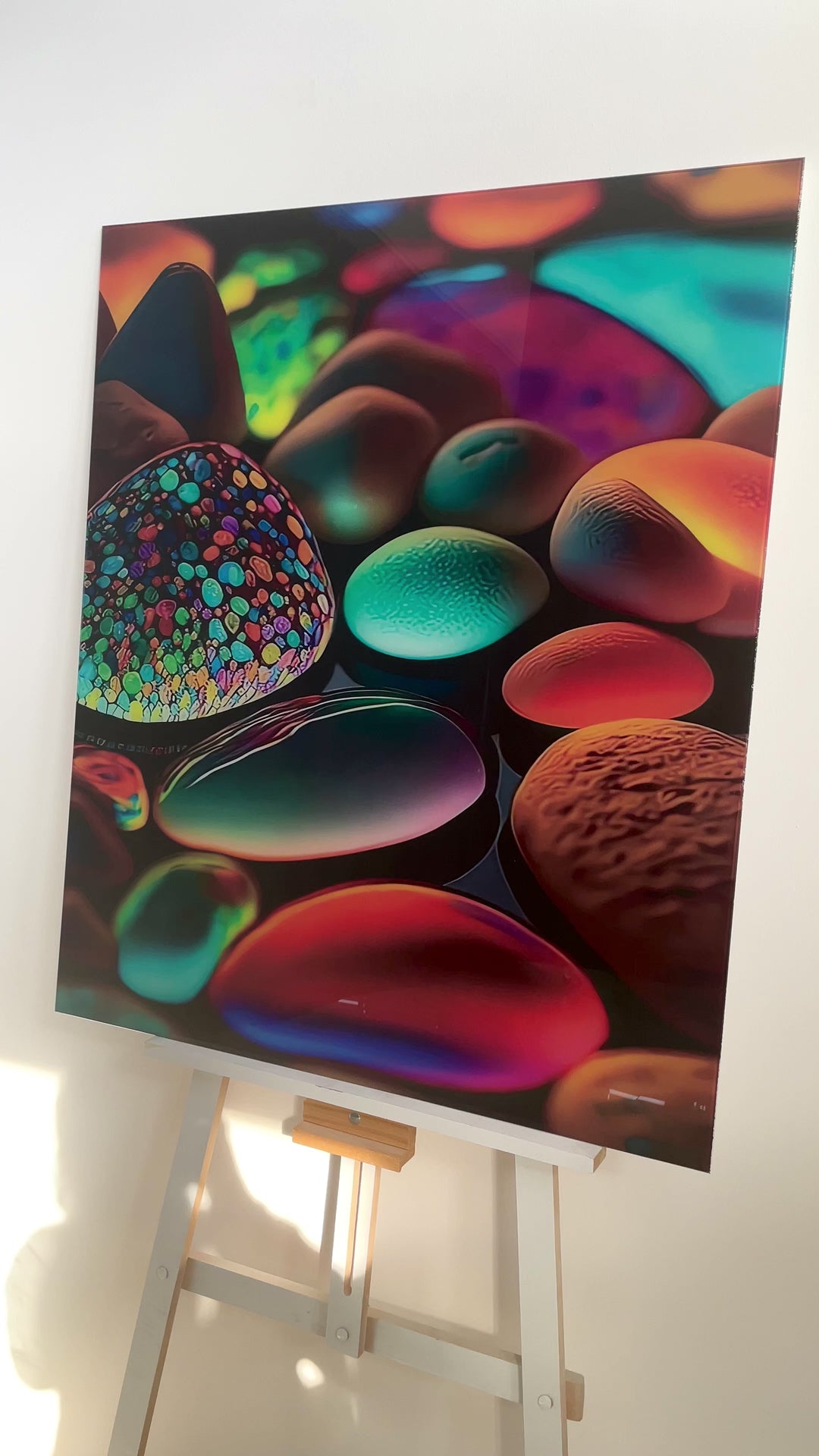 Neon Stones Glass Wall Art