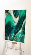 Abstract Green Marble Tempered Glass Wall Art