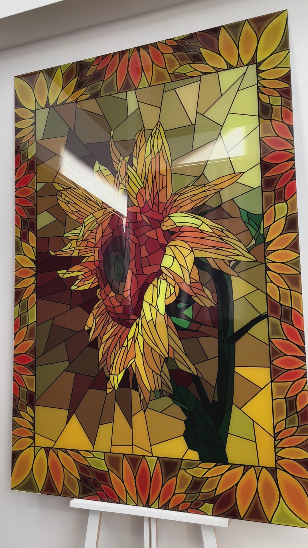 Mosaic Yellow Sunflower Glass Wall Art