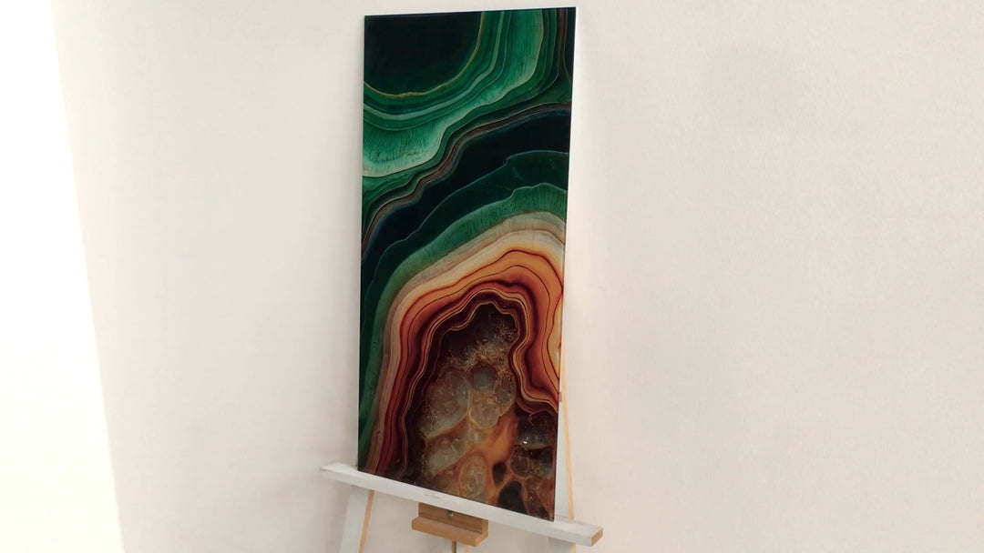 Green Geode Rock Glass Wall Art