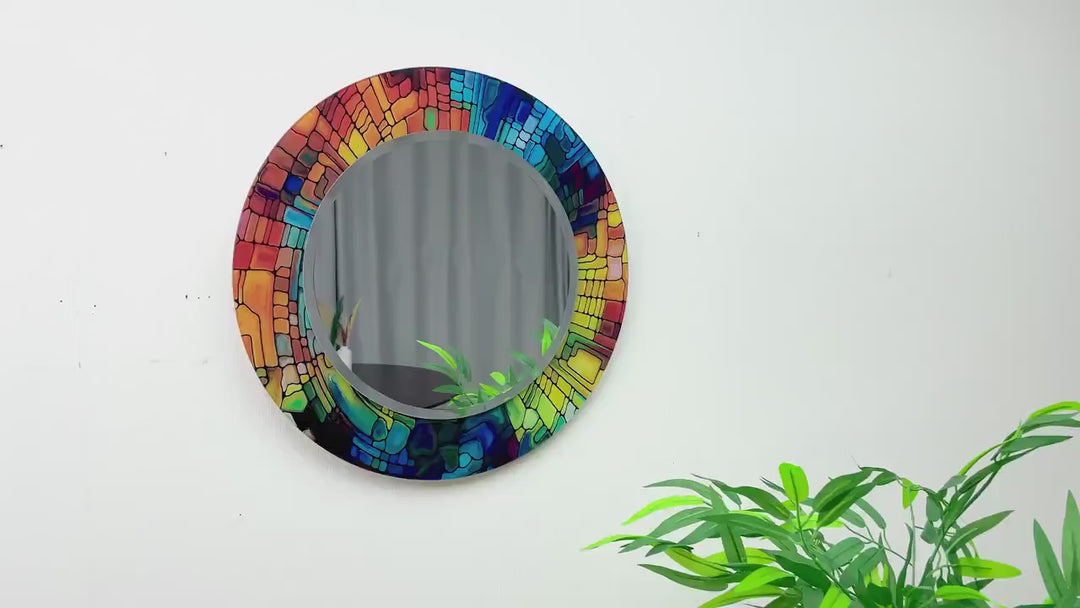 Colored Stained Wall Mirror