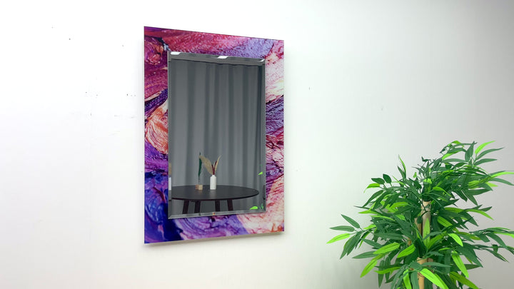 Purple and Red Stained Wall Mirror