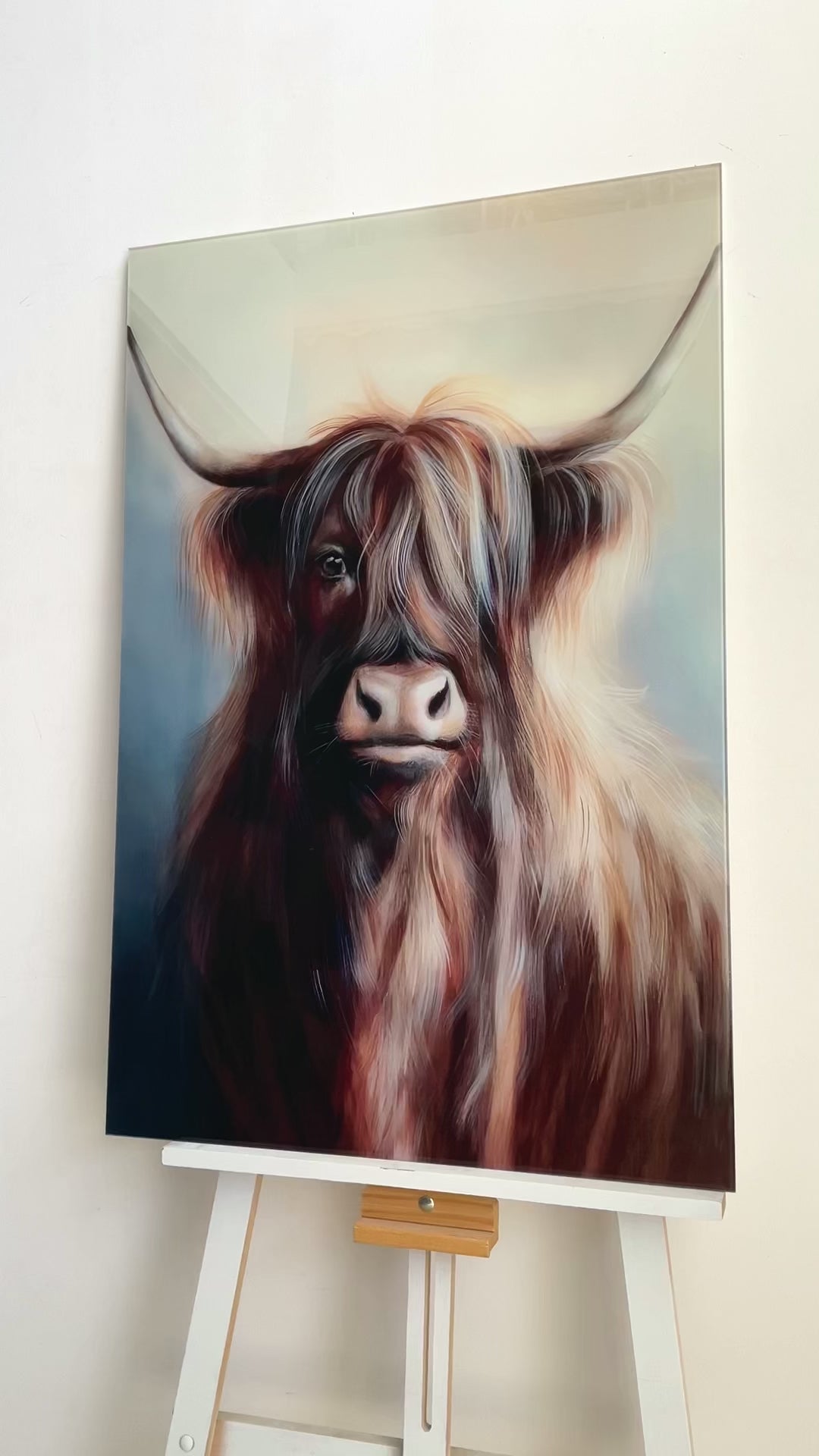 Portrait of Bull Glass Wall Art