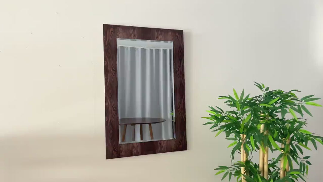 Dark Wood Design Wall Mirror