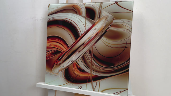 Brown Modern Fractal Art Glass Wall Art