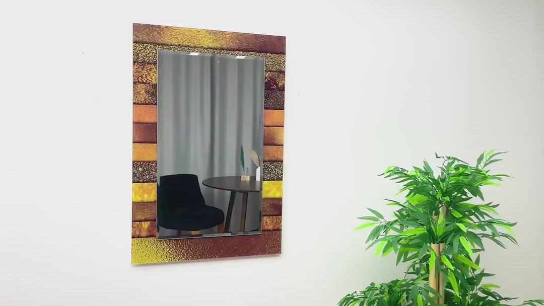 Golden Abstract Wall Mirror