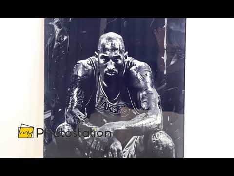 Black Kobe Bryant Glass Wall Art