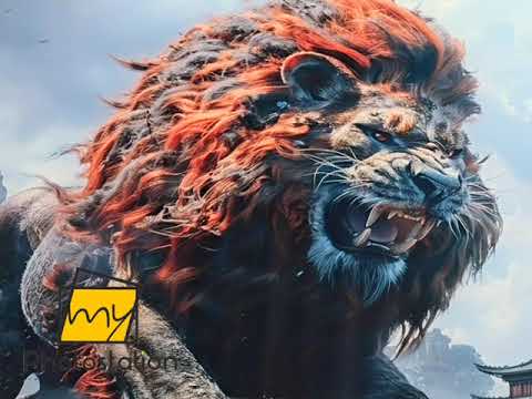 Big Chinese Lion Glass Wall Art