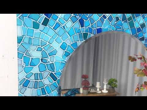 Blue Mosaic Stones Wall Mirror