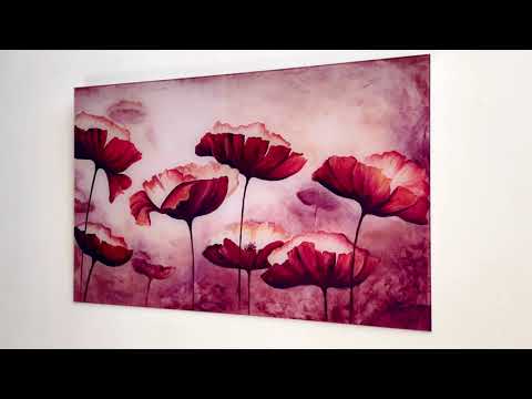 Abstract Pink Poppy Glass Wall Art, large glass photo prints, glass wall photos