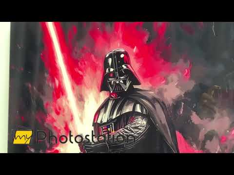 Darth Vader with Red Sword Glass Wall Art