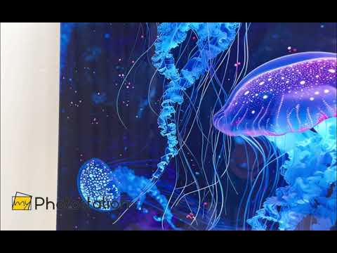 Glowing Jellyfish Glass Wall Art