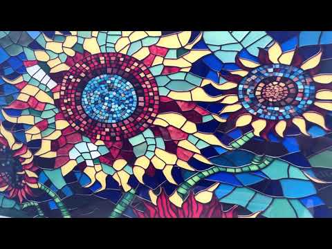 Mosaic Of Sunflowers Glass Wall Art