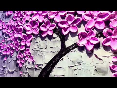 Flower Tree Oil Painting Glass Wall Art, glass art painting, glass art for the Wall