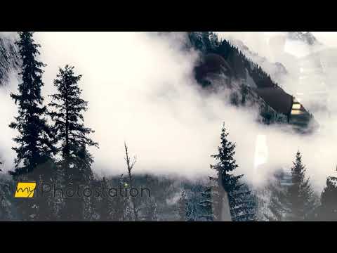 Foggy Mountains Banff Glass Wall Art