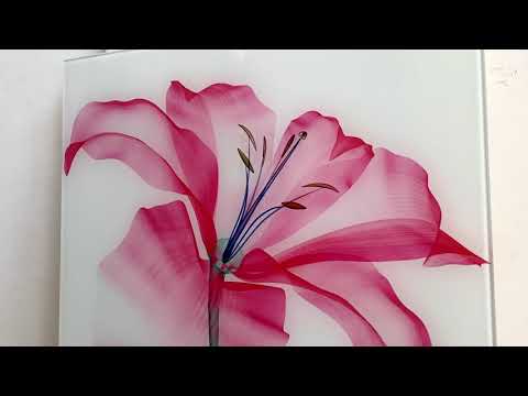 Watercolour Pink Flower Glass Wall Art, custom glass photo prints, large glass prints