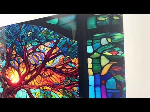 Stained Tree Glass Wall Art