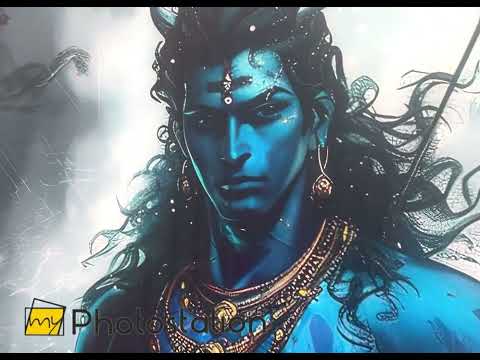 Lord Shiva Blue Art Glass Wall Art