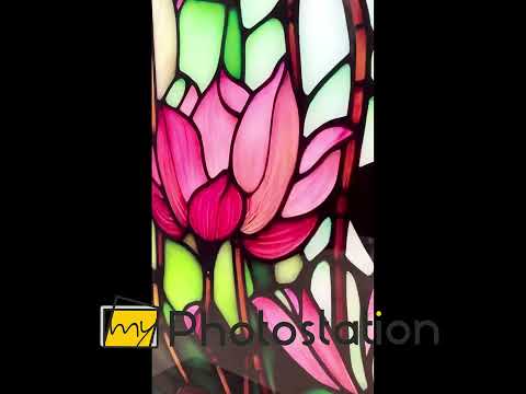 Stained Glass Pink Water Lily Glass Wall Art