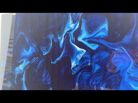 Vivid Dark Blue Abstract Glass Wall Art