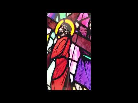 Simon Cyrene Helps Jesus Glass Wall Art