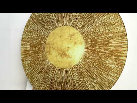 Glowing Golden Round Glass Wall Art