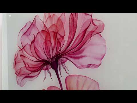 Watercolor Pink Floral Glass Wall Art, glass art painting, glass art for the Wall