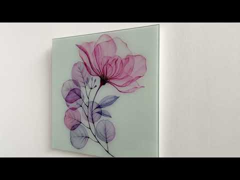 Pink Floral Watercolor Glass Wall Art, art glass wall art, glass wall art pictures