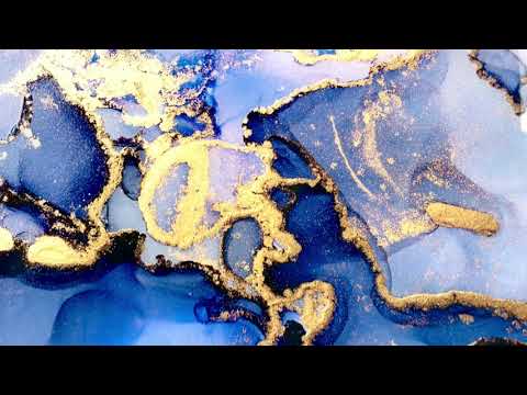 Blue Abstract Alcohol Ink Marble Glass Wall Art