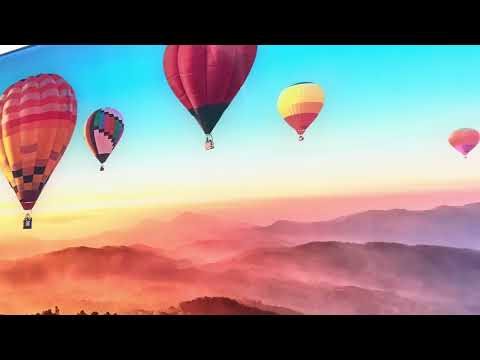 Balloon Ride With Sunset Glass Wall Art